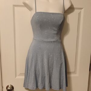 Sky Blue Shimmering Mini Dress